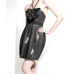 BCBGMaxazria Black/ Metallic Jacquard Sleeveless Dress-  Size 6